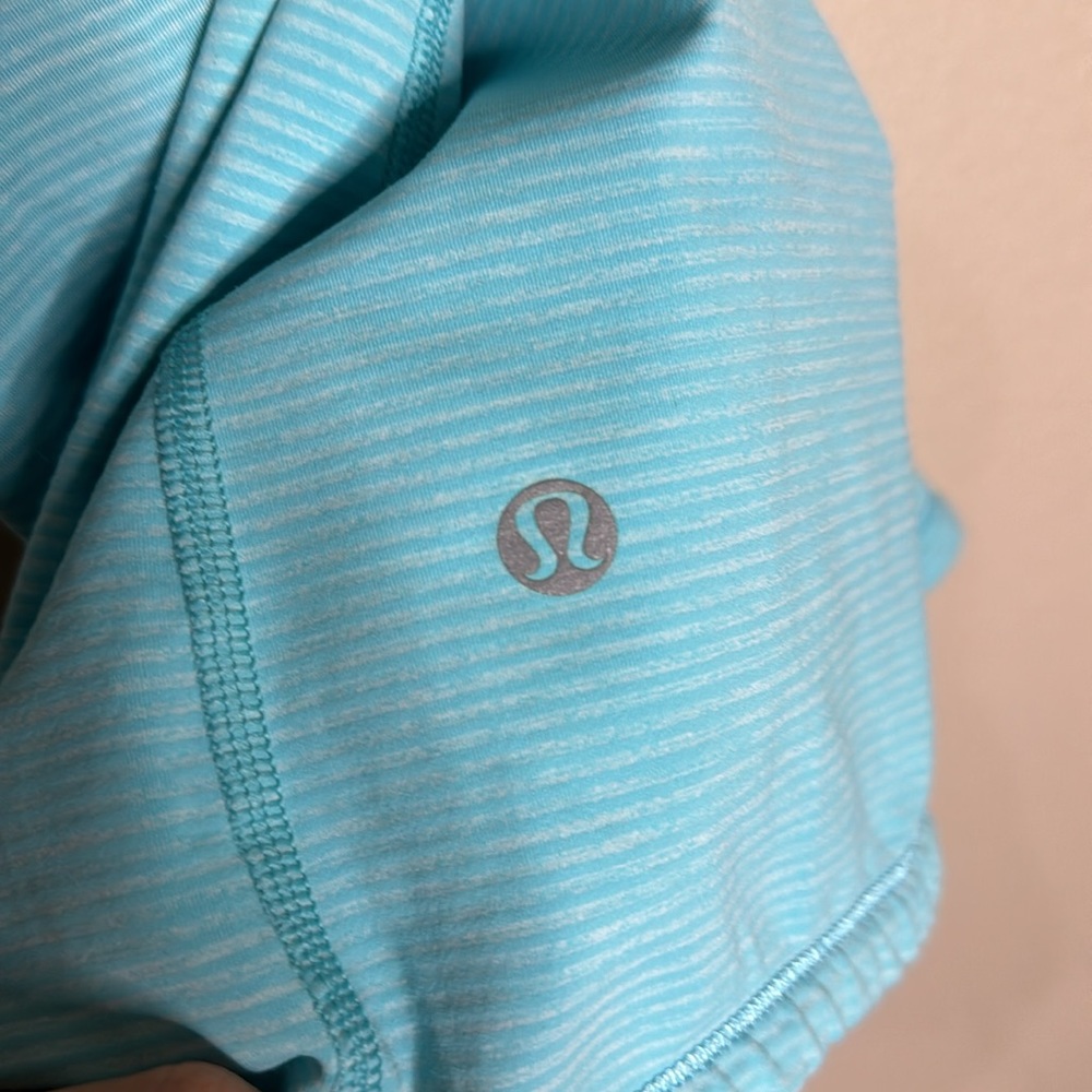 Lululemon Blue, Adjustable Strap, Cross-back Striped Athletic Tank - Picture 2 of 7